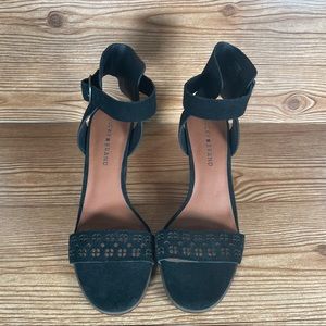 Lucky Brand strap sandal block heel odonnah laser cut toe strap